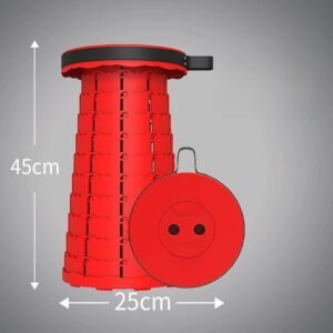 Red telescopic collapsible stool 25cm portable folding seat fishing camping outdoor