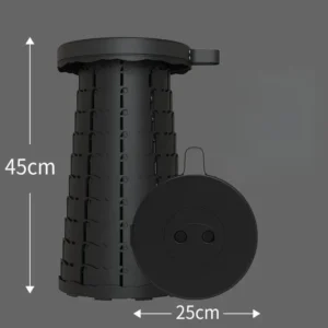 Black telescopic collapsible stool 25cm portable folding seat fishing camping outdoor