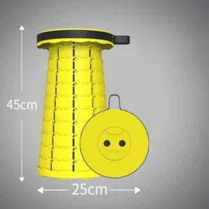 Yellow telescopic collapsible stool 25cm portable folding seat fishing camping outdoor