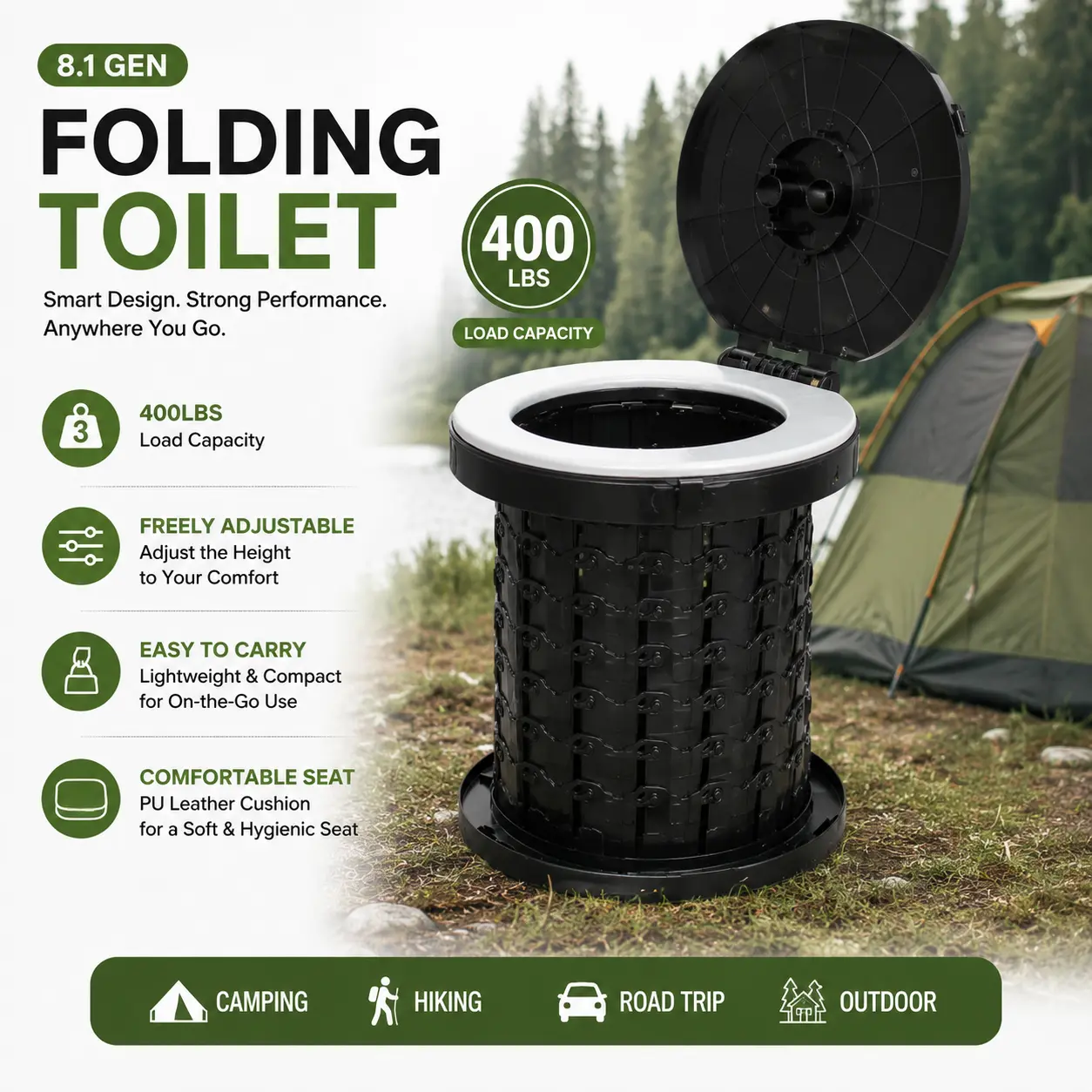 portable folding toilet 8 gen factory direct
