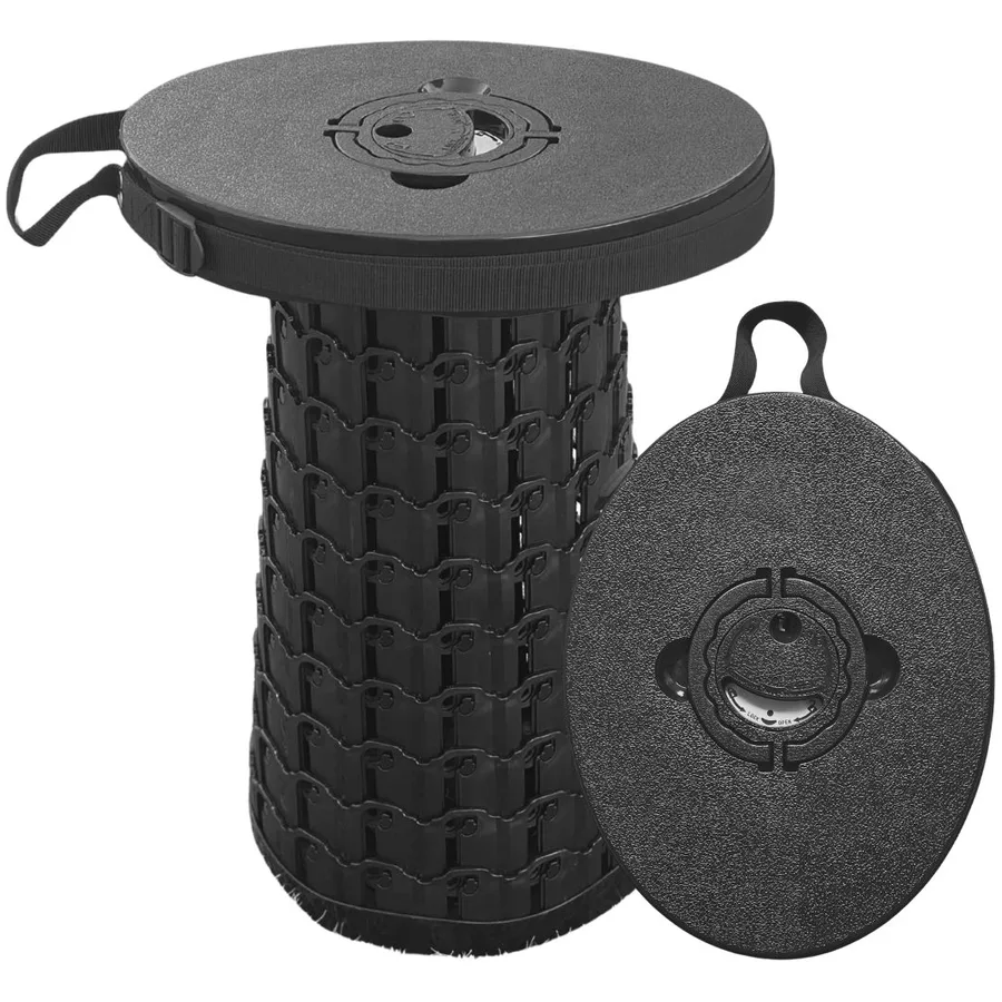 Collapsible Stool 15.0 black telescopic stool with secure locking mechanism and carry strap - product photo