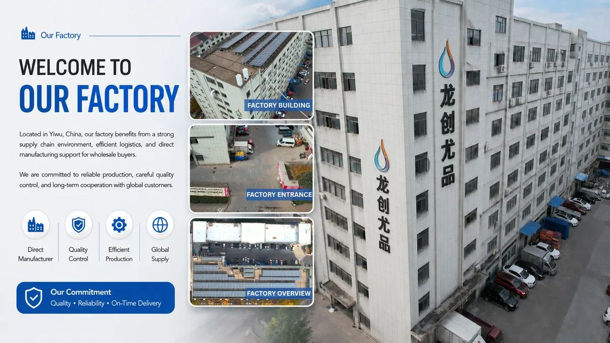 Welcome to Locyop factory - building, entrance and overview in Yiwu China
