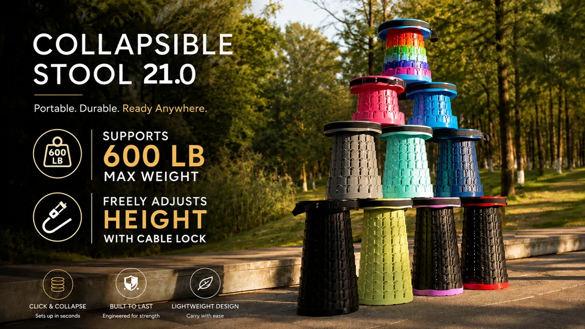 Collapsible Stool 21.0 compact lightweight telescopic wholesale factory direct from Yiwu China
