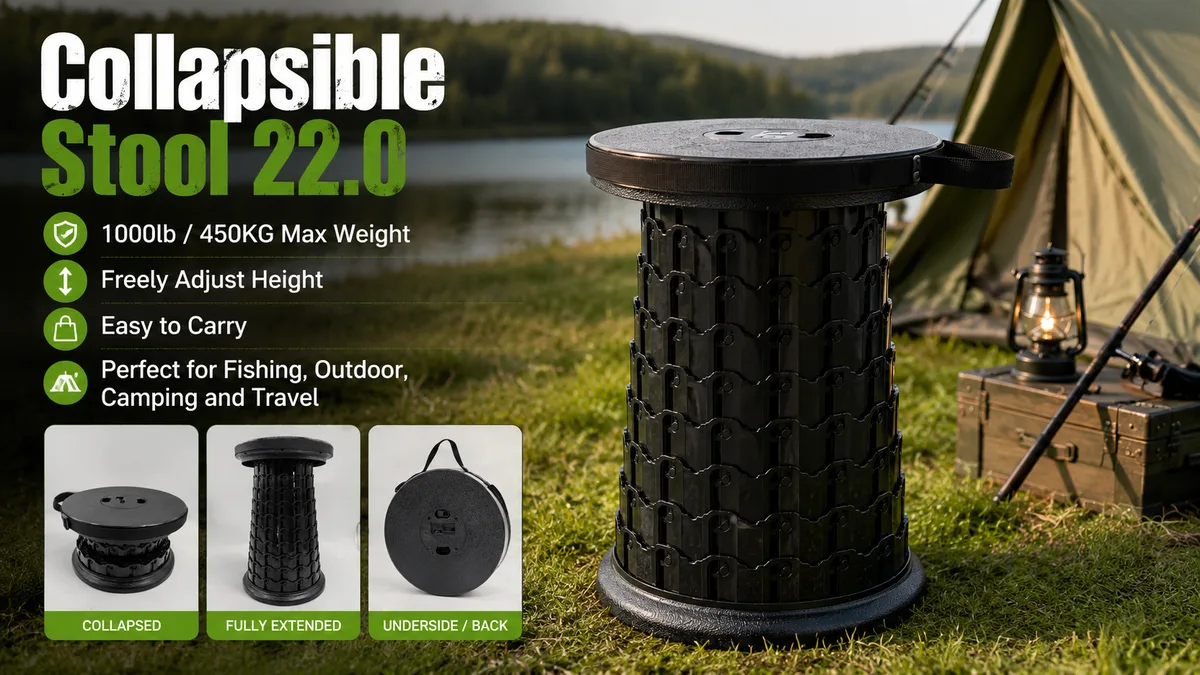 Collapsible Stool 22.0 1000lb heavy duty telescopic wholesale factory direct from Yiwu China